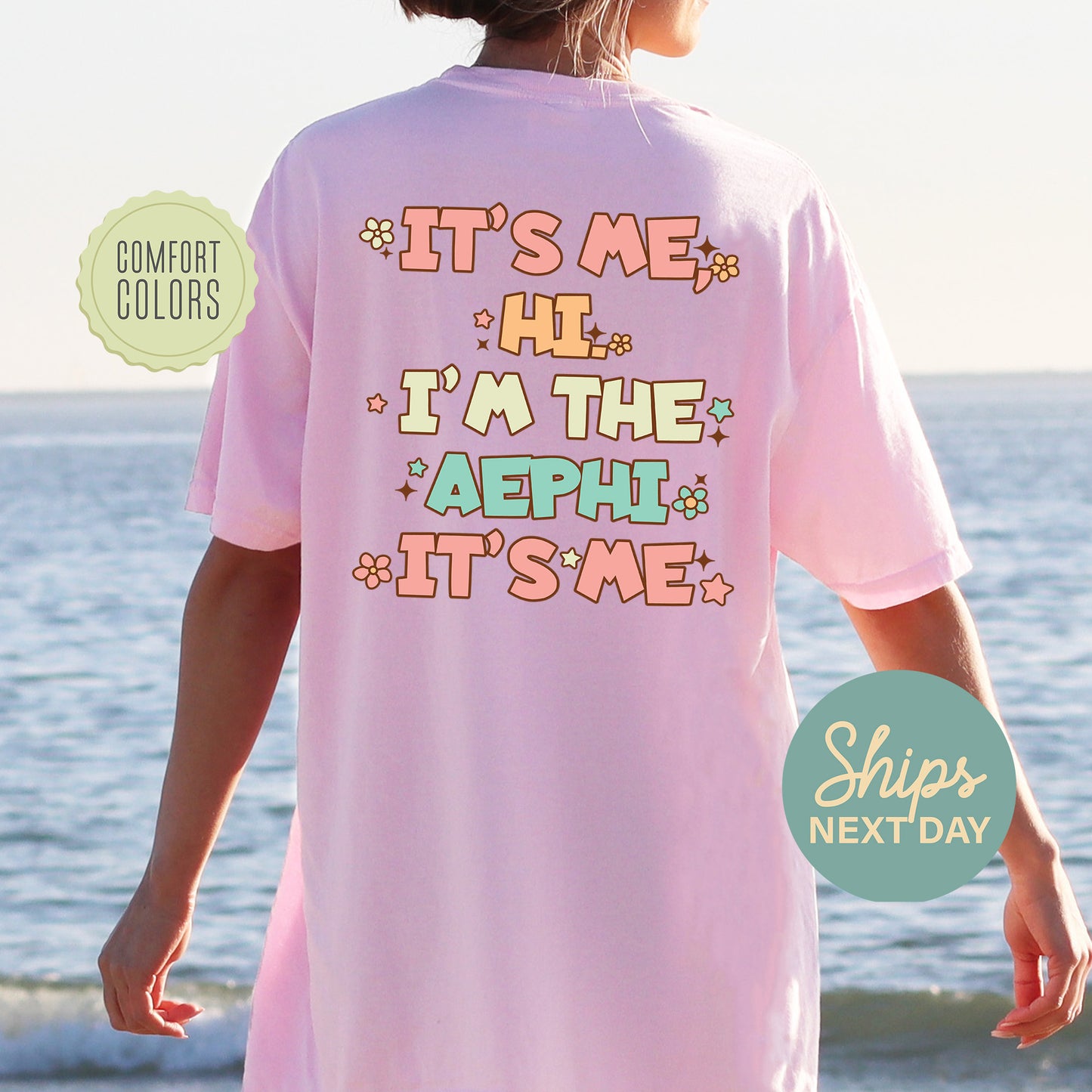 Alpha Epsilon Phi Signature Chic Comfort Colors Sorority T-shirt _ 35967g
