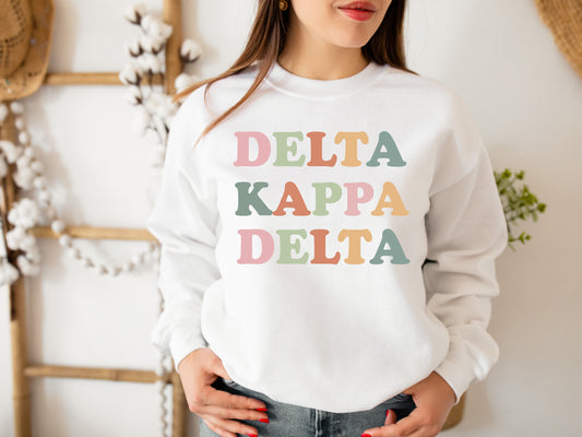 Delta Kappa Delta Bright and Colorful Sorority Sweatshirt _ 3470g