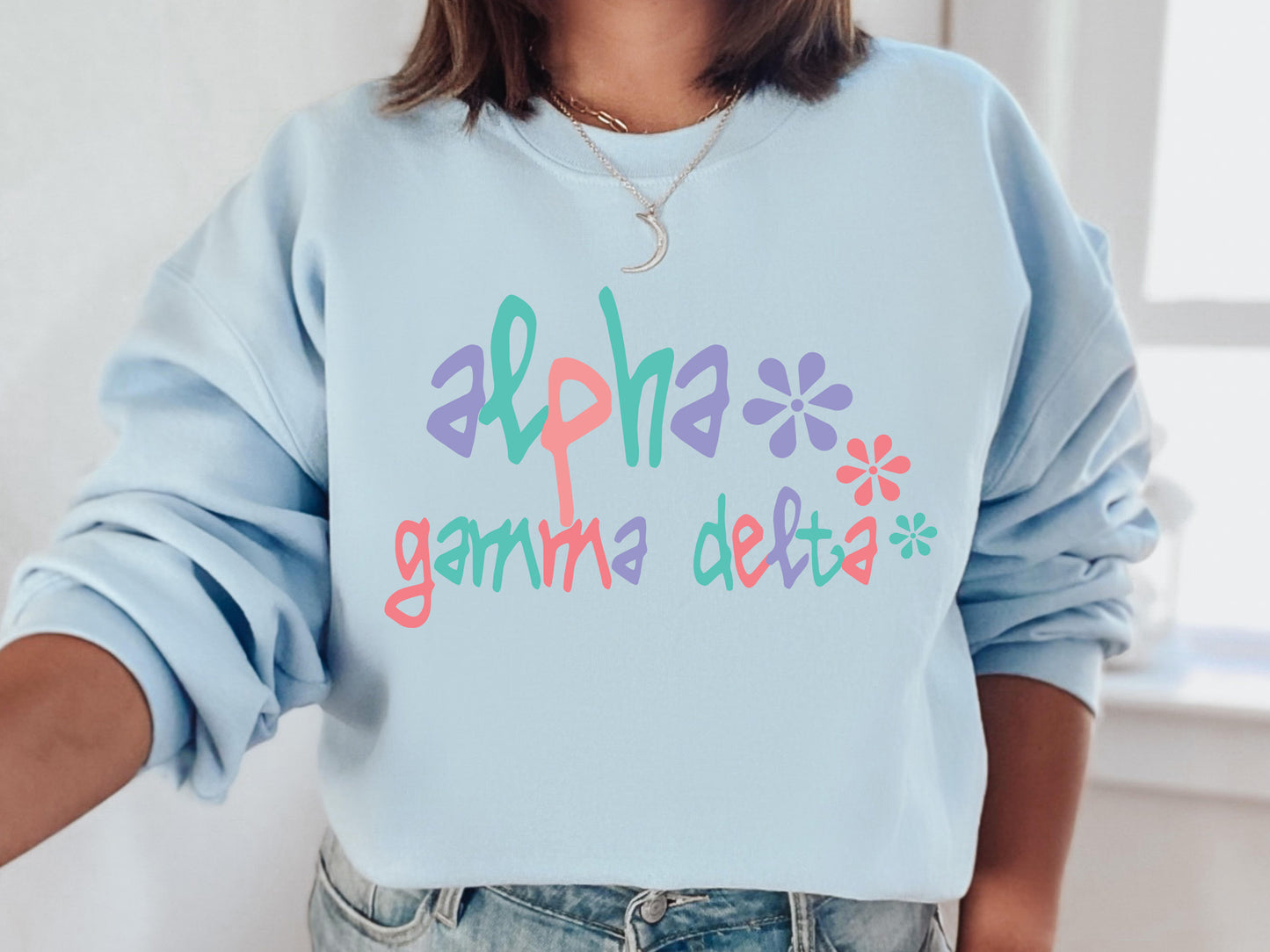 Alpha Gamma Delta Colorful Floral Sorority Sweatshirt _ 2606g