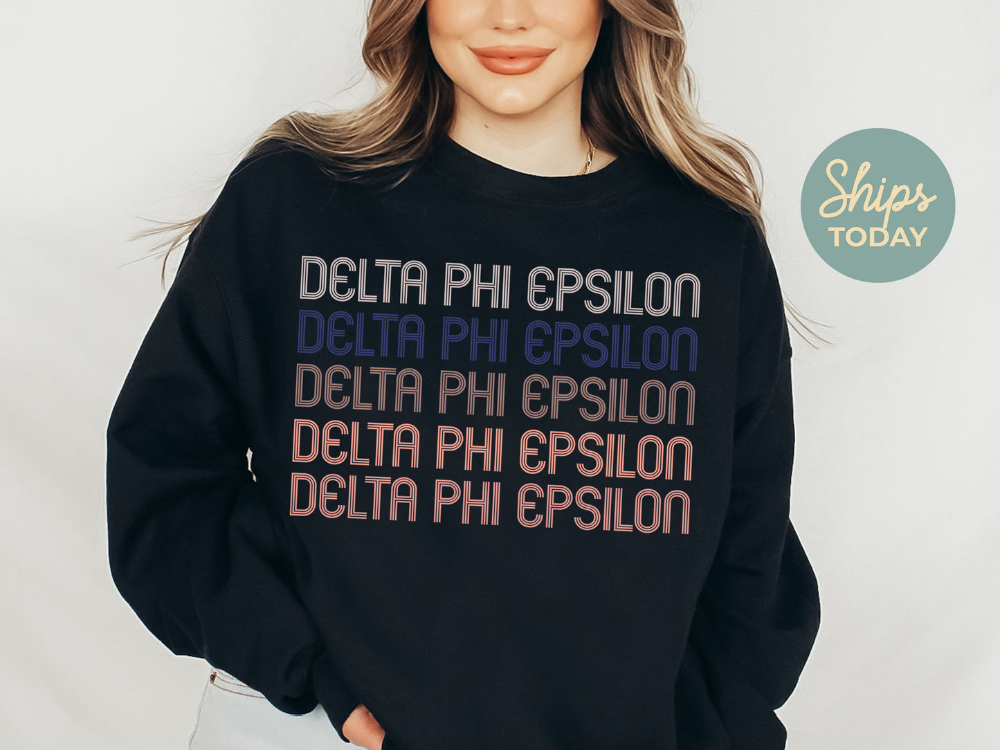 Delta Phi Epsilon Greek Glamour Sorority Sweatshirt _ 31104g
