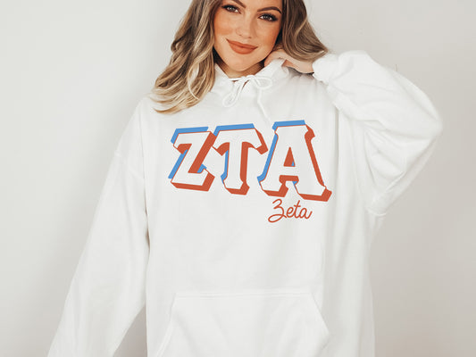 Zeta Tau Alpha American Colored Sorority Hoodie _ 51g