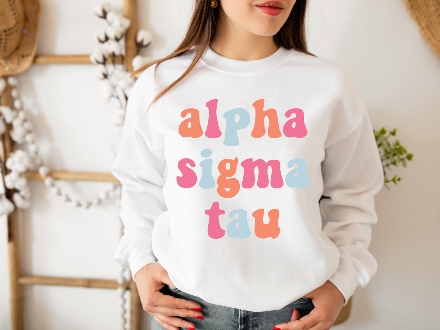 Alpha Sigma Tau Vividly Vibrant Sorority Sweatshirt _ 3156g