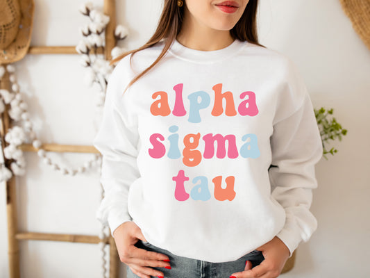 Alpha Sigma Tau Vividly Vibrant Sorority Sweatshirt _ 3156g