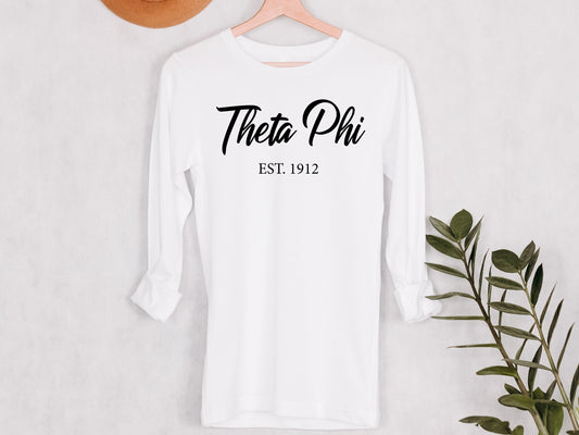 Theta Phi Alpha Black Flowy Sorority Long Sleeve T-shirt _ 101g