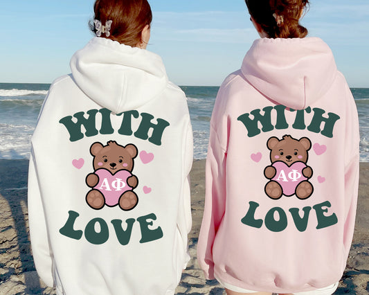 Alpha Phi With Love Sorority Hoodie _ 33211g