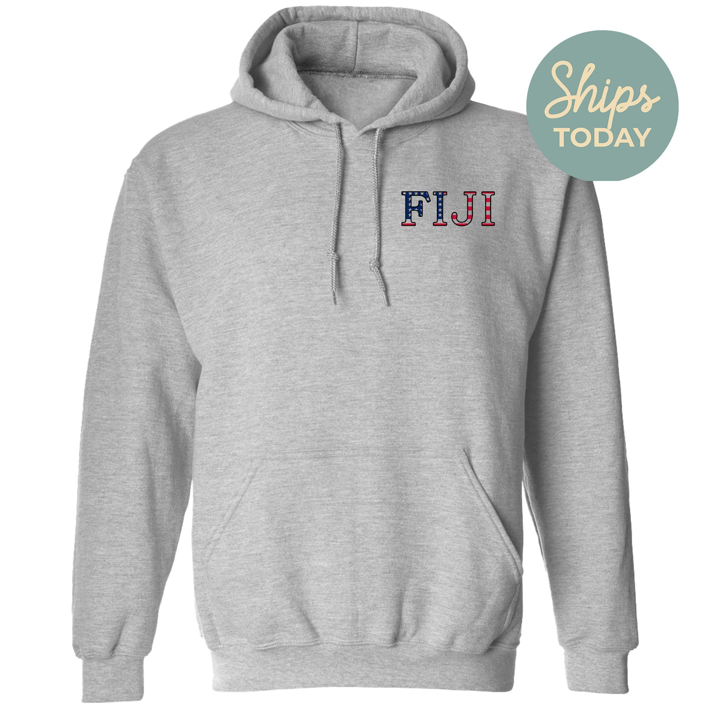 a grey hoodie with the word flu on it