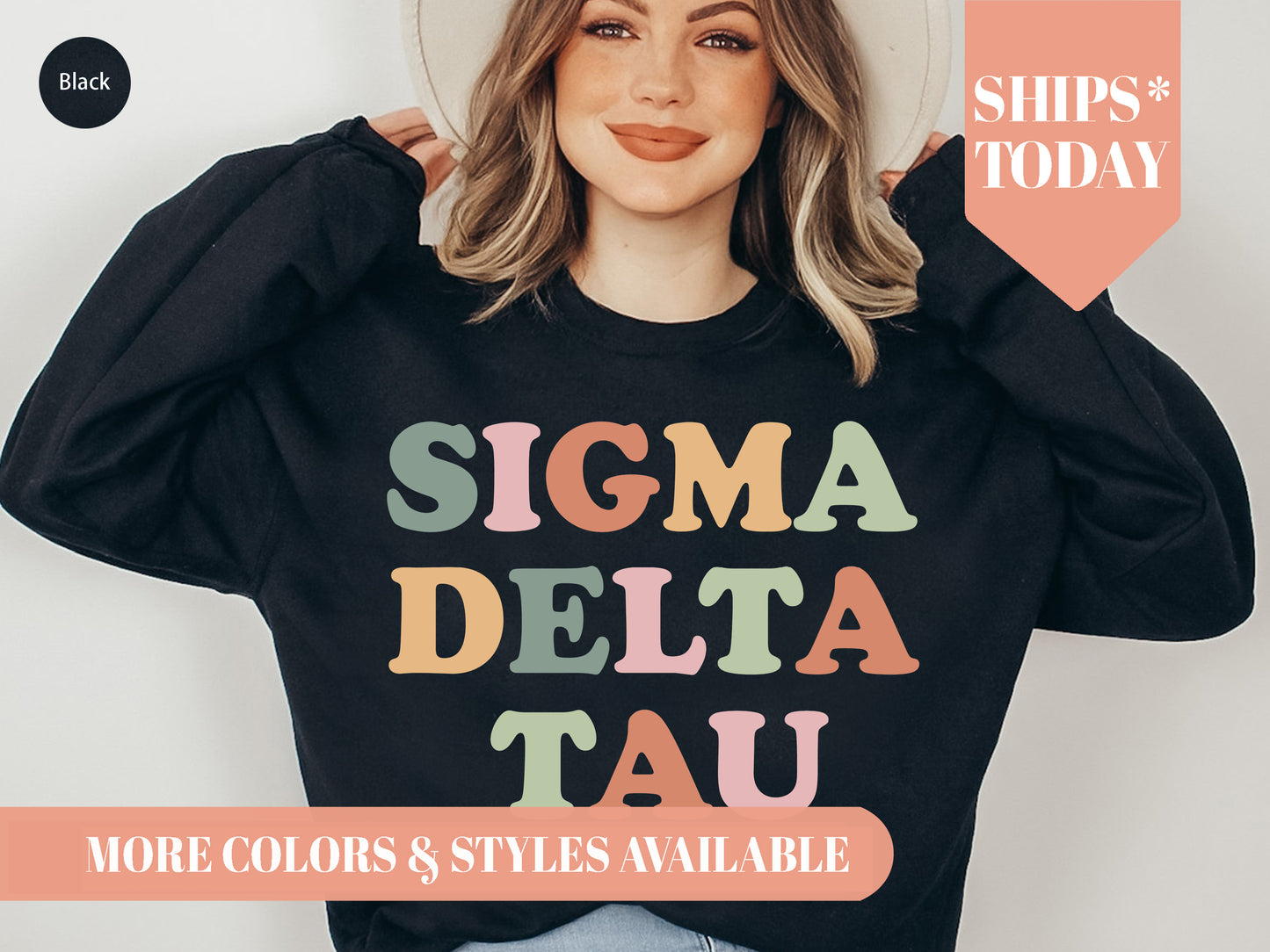 Sigma Delta Tau Bright and Proud Sorority Sweatshirt _ 435g