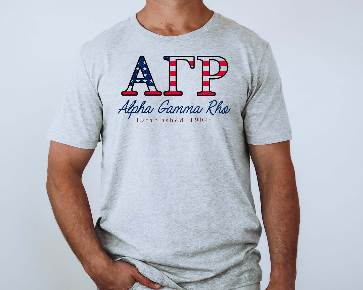 Alpha Gamma Rho American Flag Letters Fraternity T-shirt _ 1156g