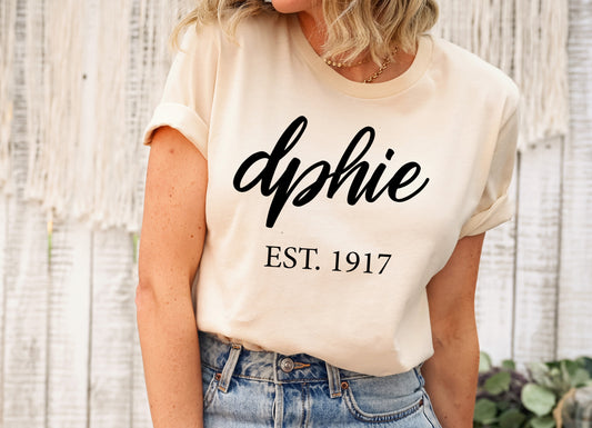 Delta Phi Epsilon Black Flowy Sorority T-shirt _ 89g
