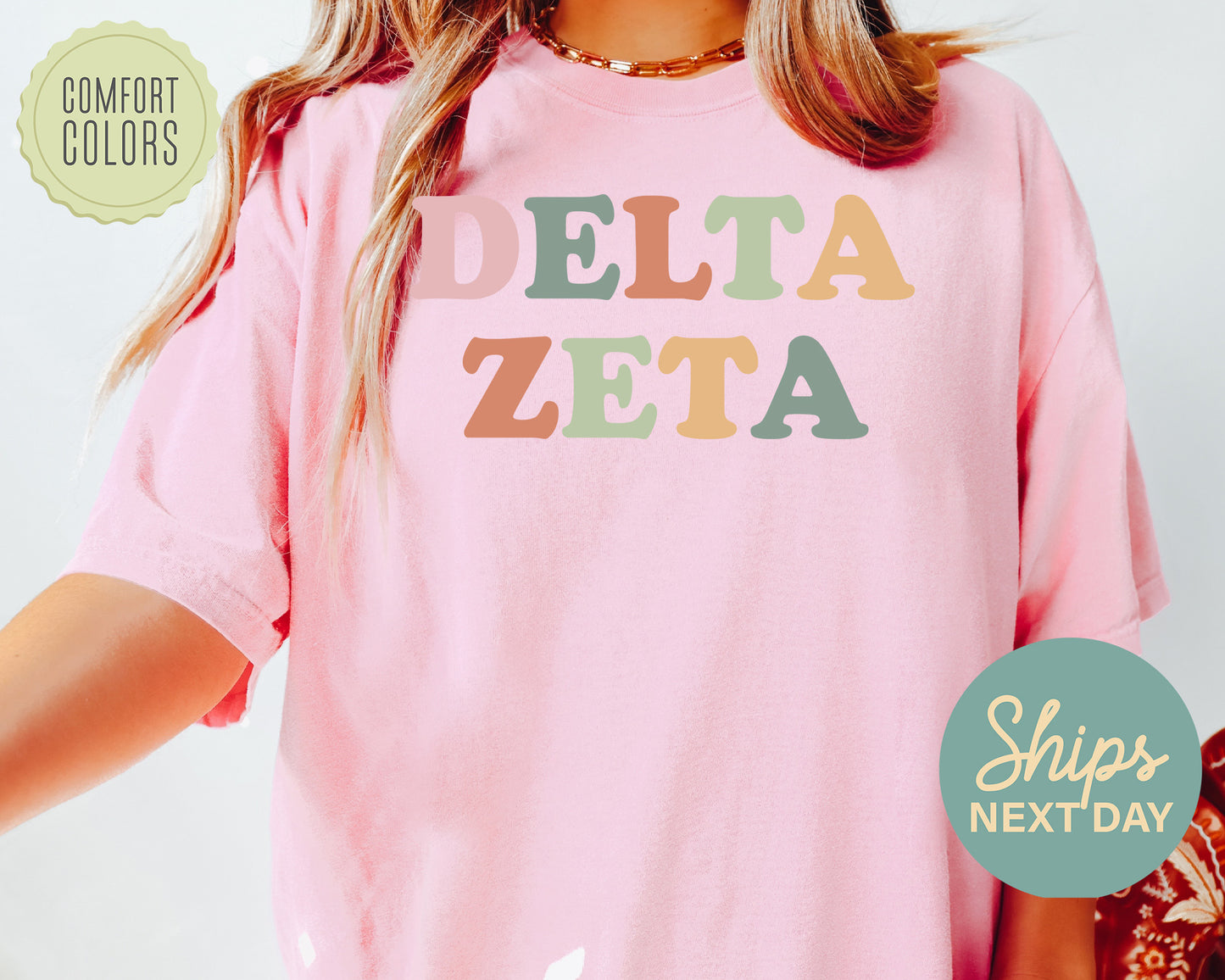 Delta Zeta Bright and Proud Comfort Colors Sorority T-shirt _ 427g