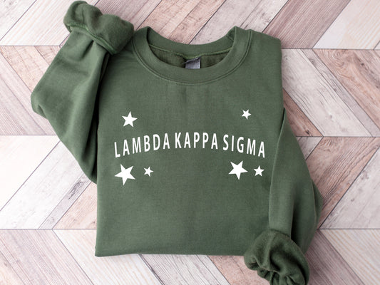 Lambda Kappa Sigma Arched Star Sorority Sweatshirt _ 3704g