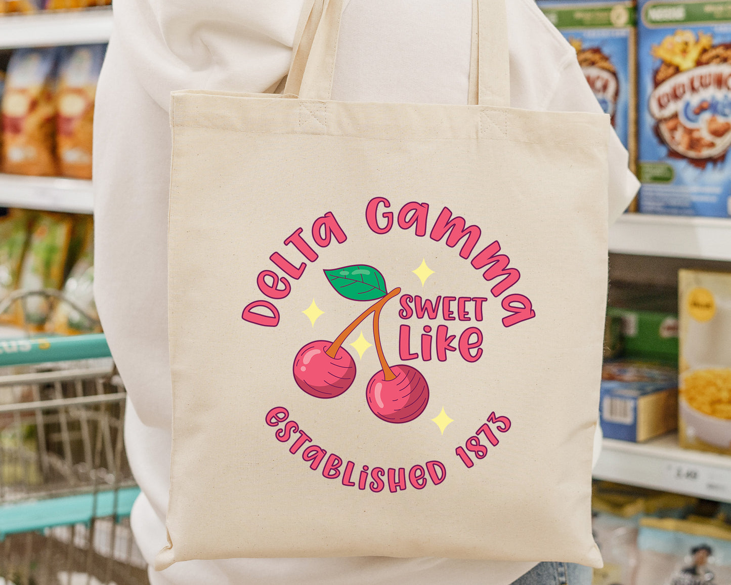 Delta Gamma Sweet Like Cherry Sorority Tote Bag _ 34319g