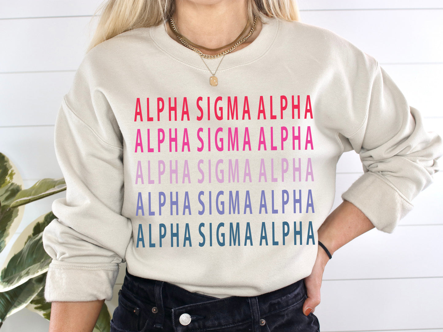 Alpha Sigma Alpha Bright and Stacked Sorority Sweatshirt _ 6g