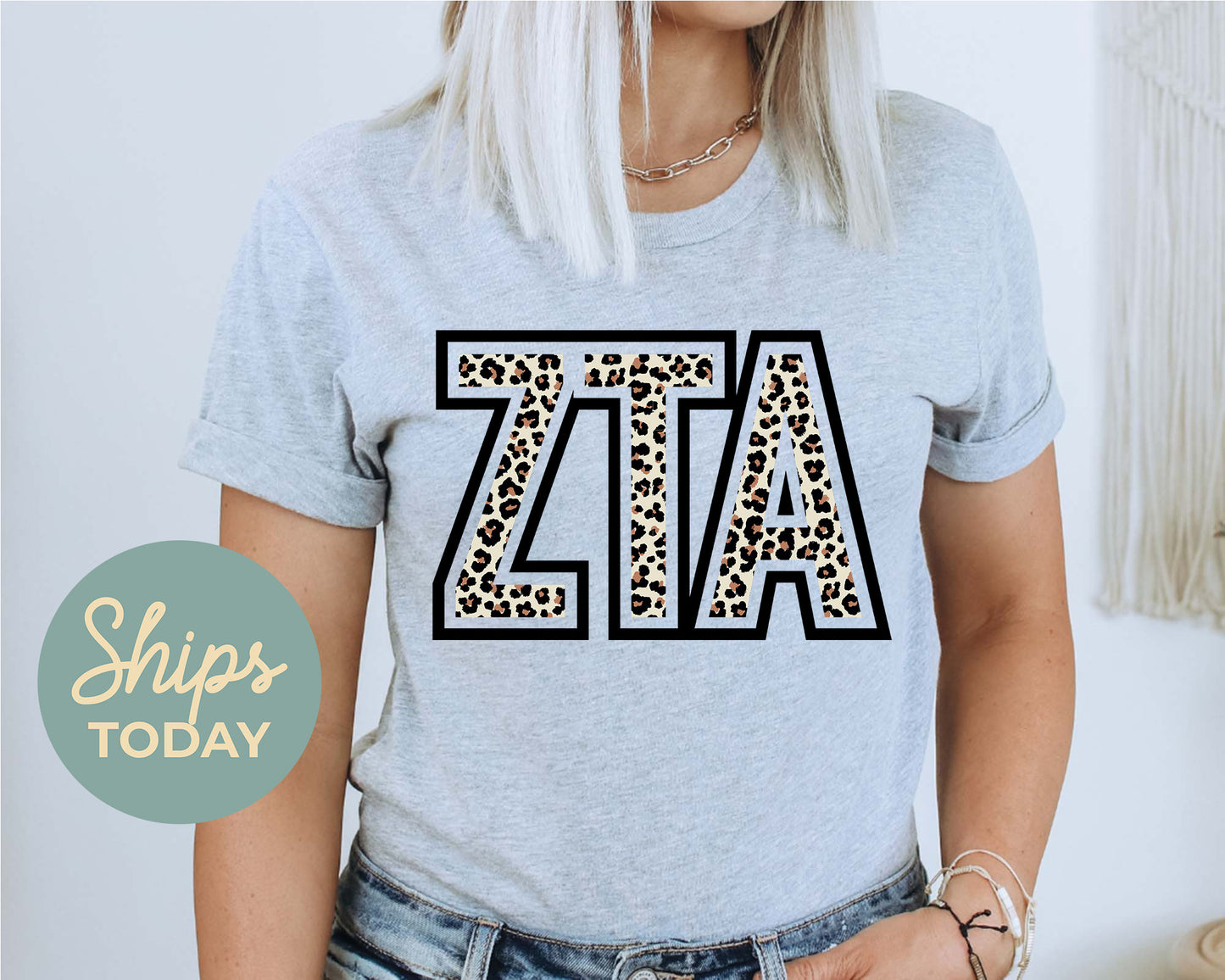 Zeta Tau Alpha Safari Style Letters Sorority T-shirt _ 30460g