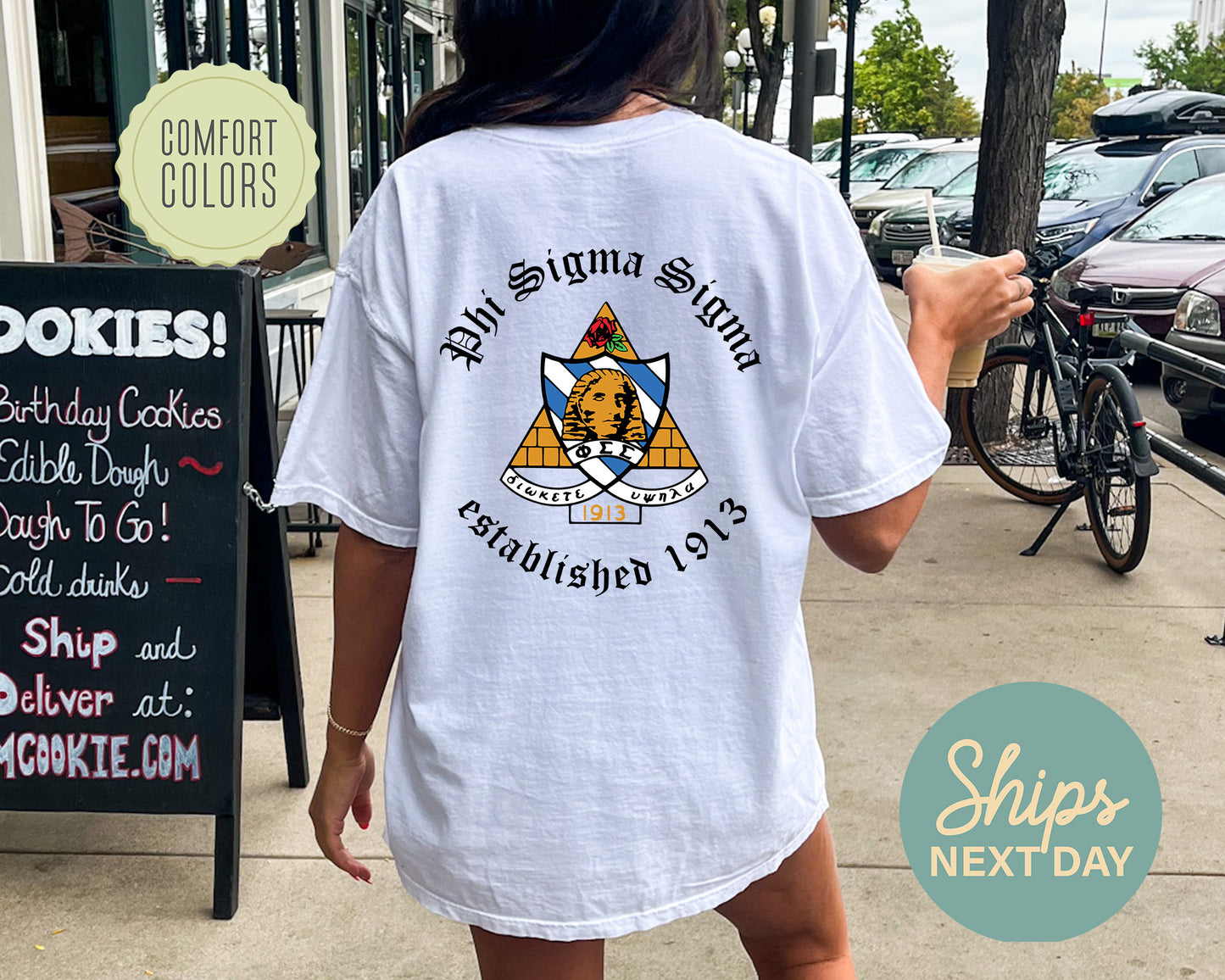 Phi Sigma Sigma Old English Crest Comfort Colors Sorority T-shirt _ 32939g