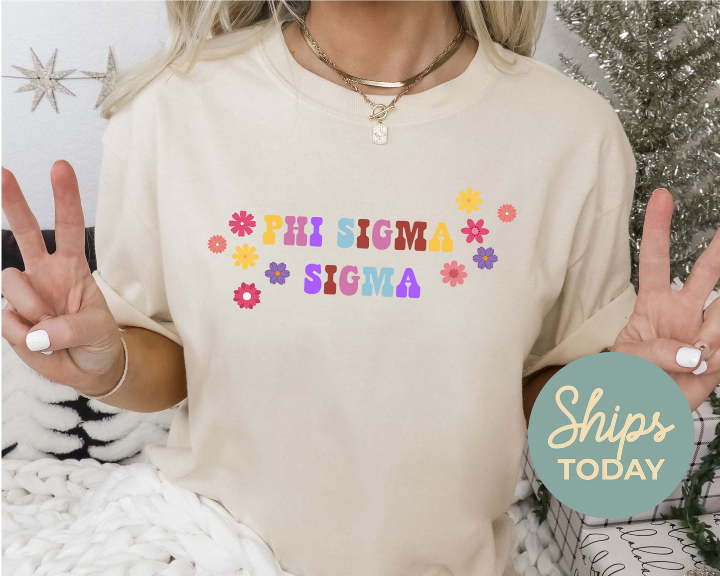 Phi Sigma Sigma Splash of Color Sorority T-shirt _ 3194g