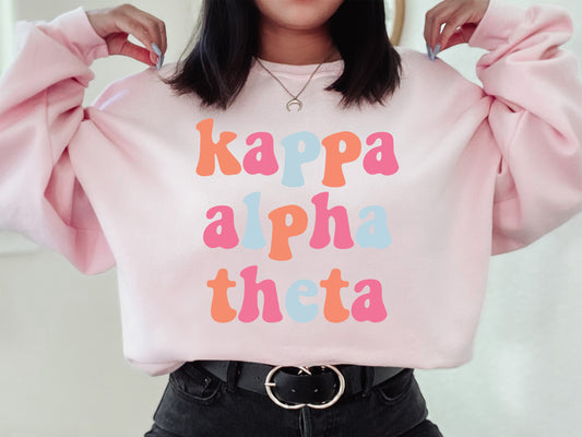 Kappa Alpha Theta Vividly Vibrant Sorority Sweatshirt _ 3164g