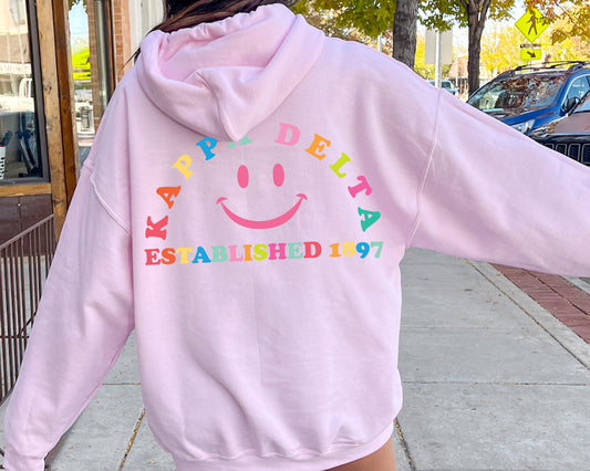 Kappa Delta Gleaming Smiley Face Sorority Hoodie _ 33066g