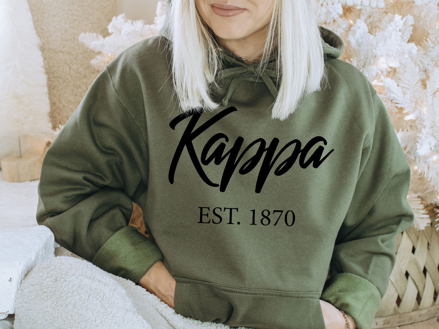 Kappa Kappa Gamma Black Flowy Sorority Hoodie _ 94g