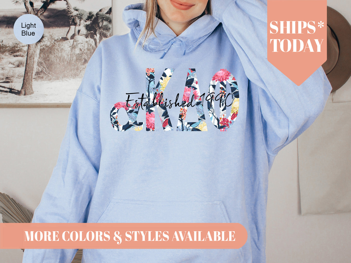 Alpha Kappa Delta Phi Floral Block Sorority Hoodie _ 3511g