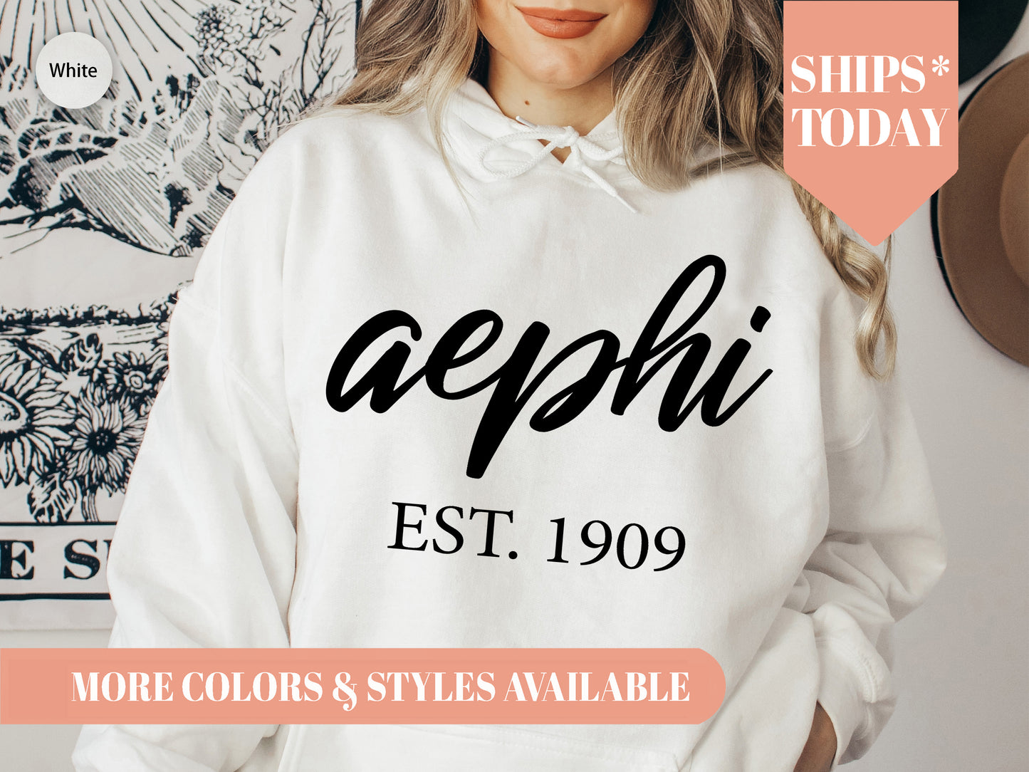 Alpha Epsilon Phi Black Flowy Sorority Hoodie _ 79g