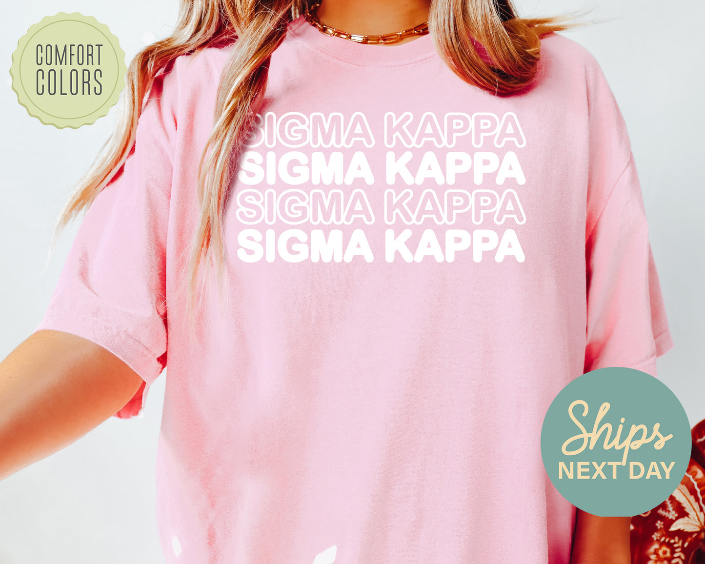 Sigma Kappa Bold Bubble Letter Comfort Colors Sorority T-shirt _ 2234g