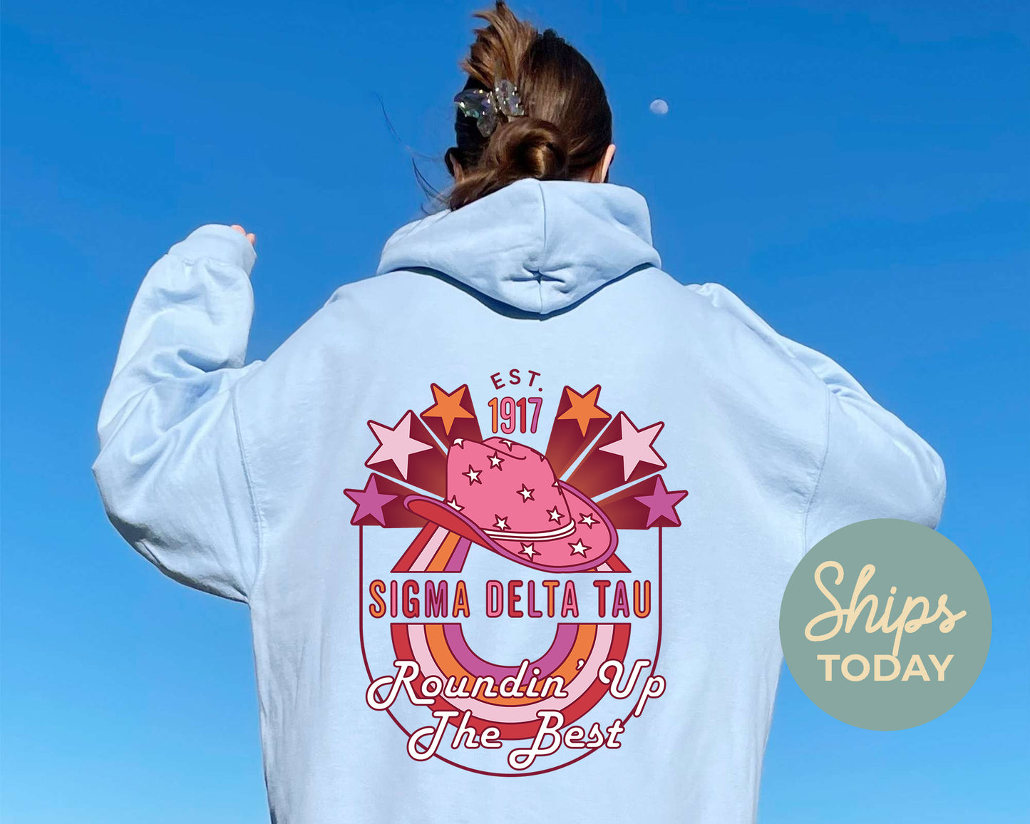 Sigma Delta Tau Roundin' up the Best Sorority Hoodie _ 32915g