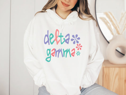 Delta Gamma Colorful Floral Sorority Hoodie _ 2614g