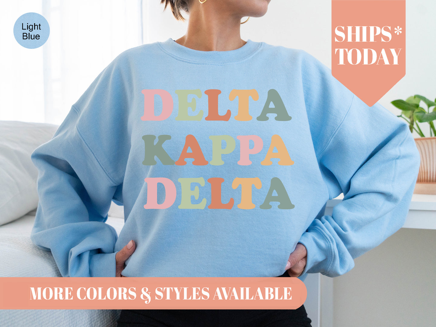 Delta Kappa Delta Bright and Colorful Sorority Sweatshirt _ 3470g