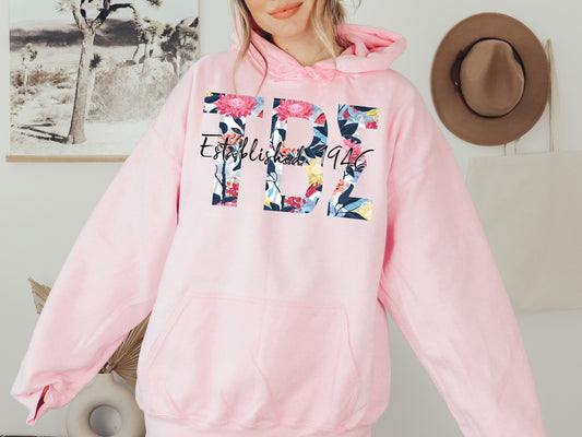 Tau Beta Sigma Floral Block Sorority Hoodie _ 3522g