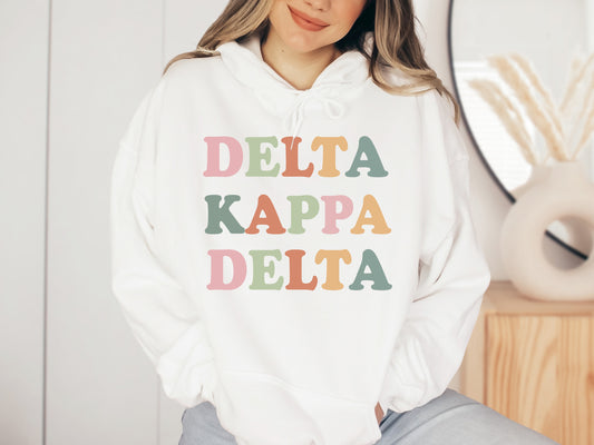 Delta Kappa Delta Bright and Colorful Sorority Hoodie _ 3470g
