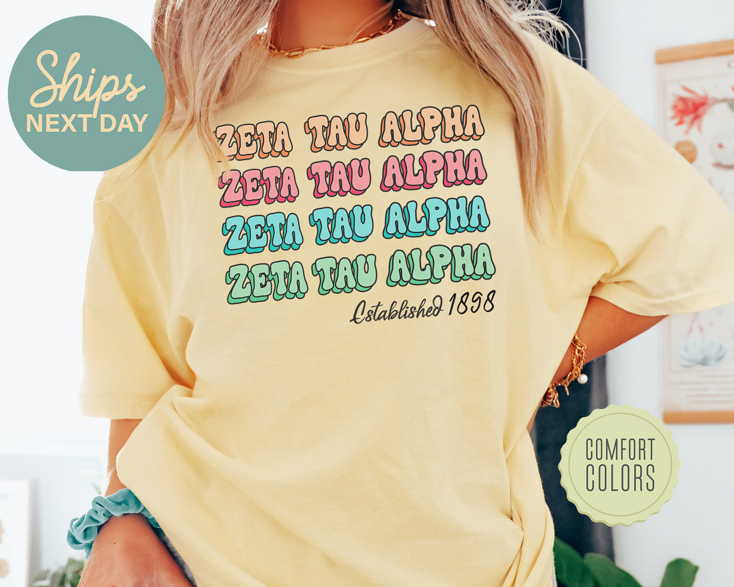 Zeta Tau Alpha Lucy Comfort Colors Sorority T-shirt _ 283g