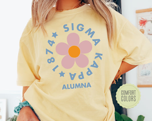 Sigma Kappa Floral Alumna Comfort Colors Sorority T-shirt _ 2573g