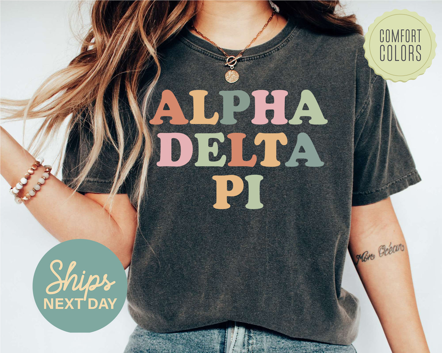 Alpha Chi Omega Bright and Proud Comfort Colors Sorority T-shirt _ 414g