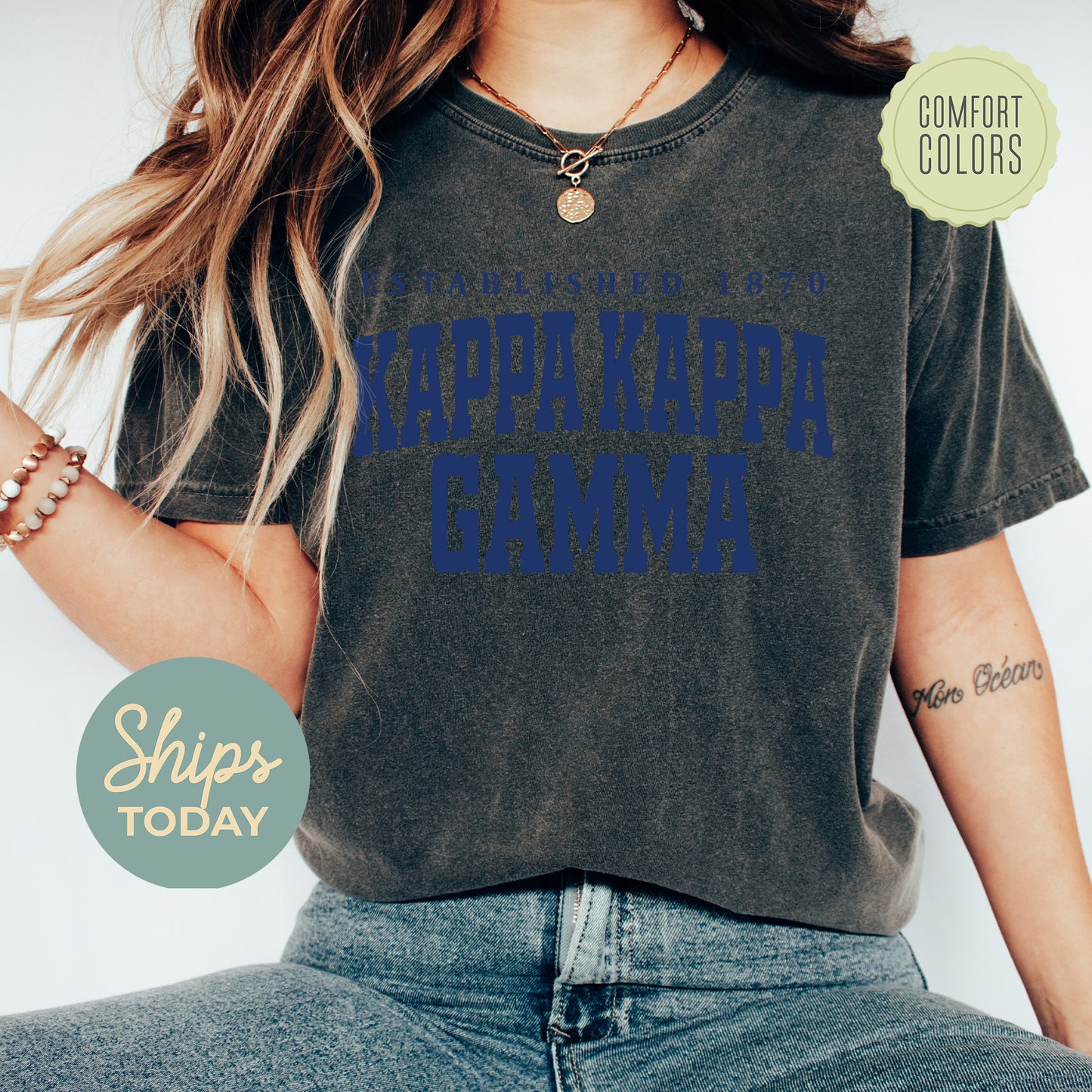 Kappa Kappa Gamma Bold Letters Comfort Colors Sorority T-shirt _ 35137g