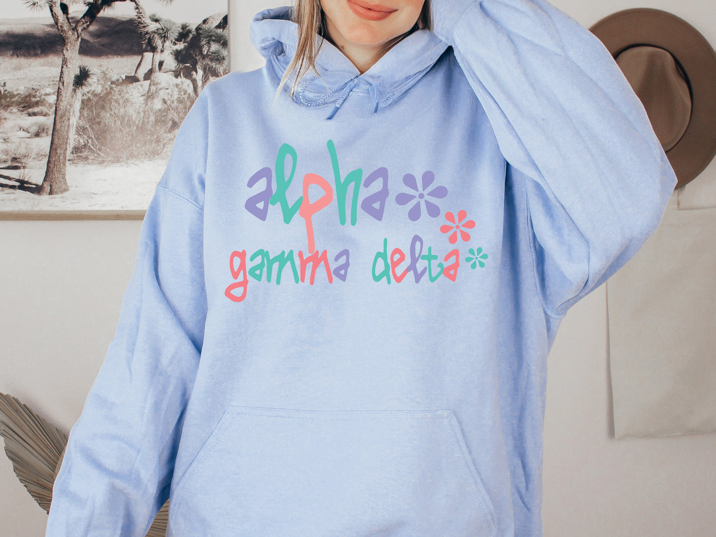 Alpha Gamma Delta Colorful Floral Sorority Hoodie _ 2606g