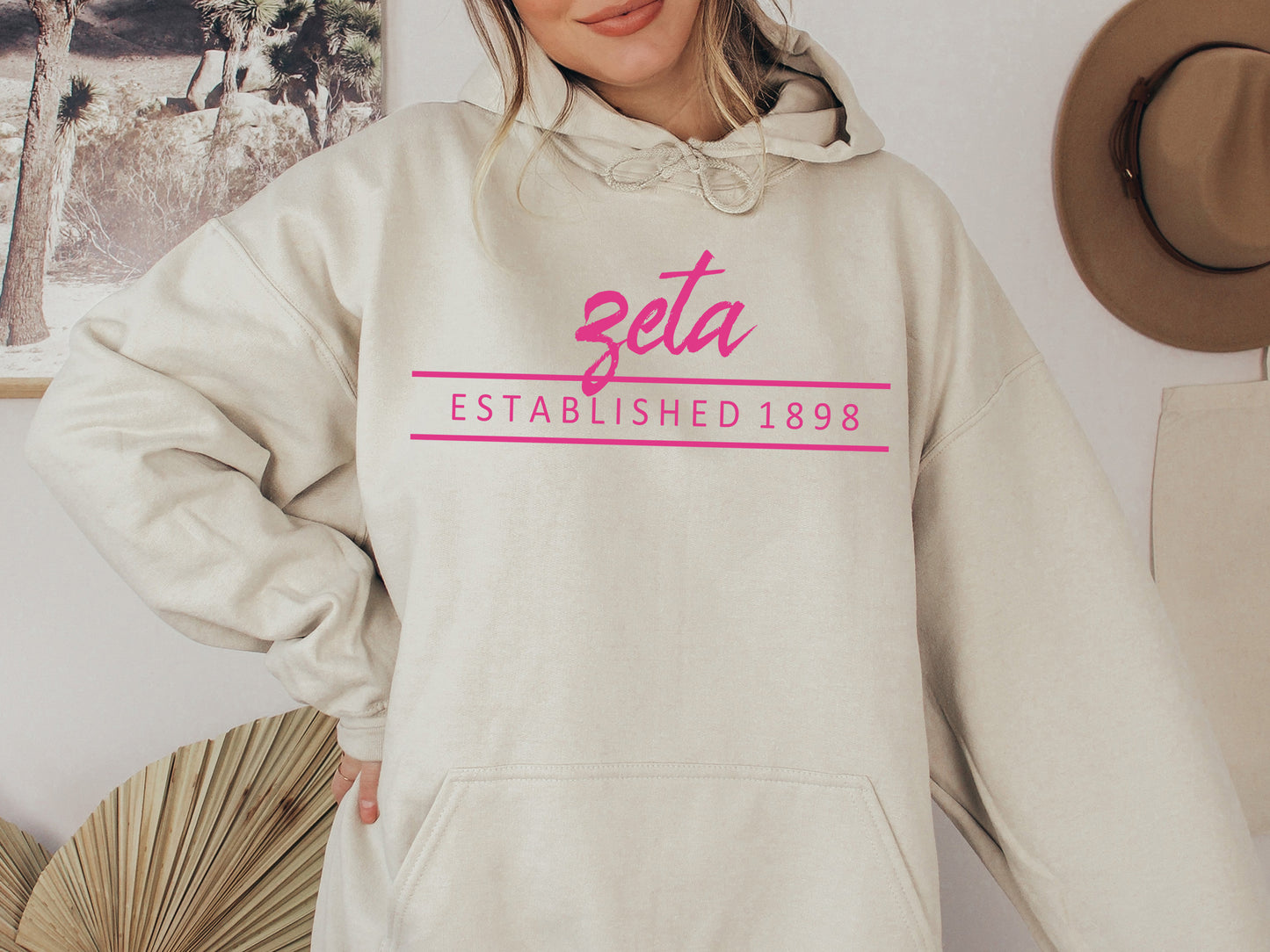 Zeta Tau Alpha All Pink Sorority Hoodie _  777g