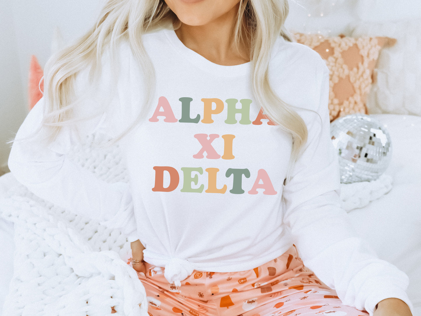 Alpha Xi Delta Bright and Proud Sorority Long Sleeve T-shirt _ 422g