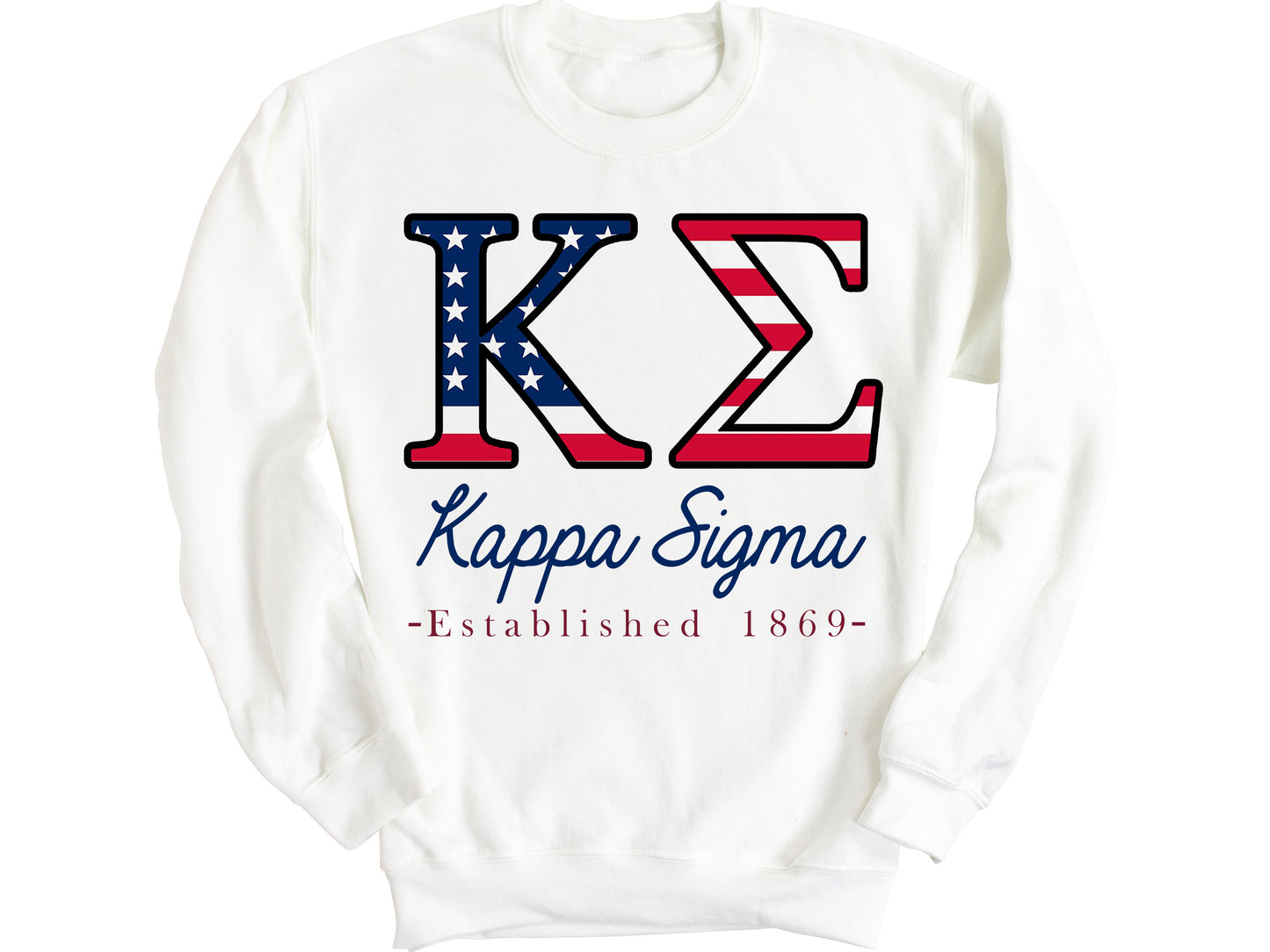 Kappa Sigma American Flag Letters Fraternity Sweatshirt _ 1167g