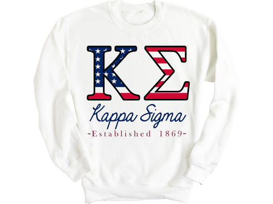 Kappa Sigma American Flag Letters Fraternity Sweatshirt _ 1167g