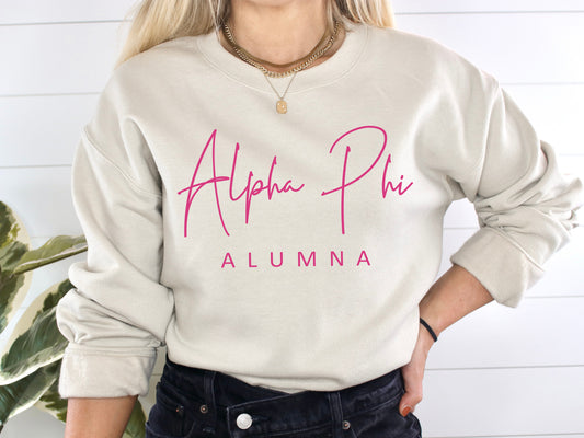 Alpha Phi Simple and Sweet Alumna Sorority Sweatshirt _ 497g