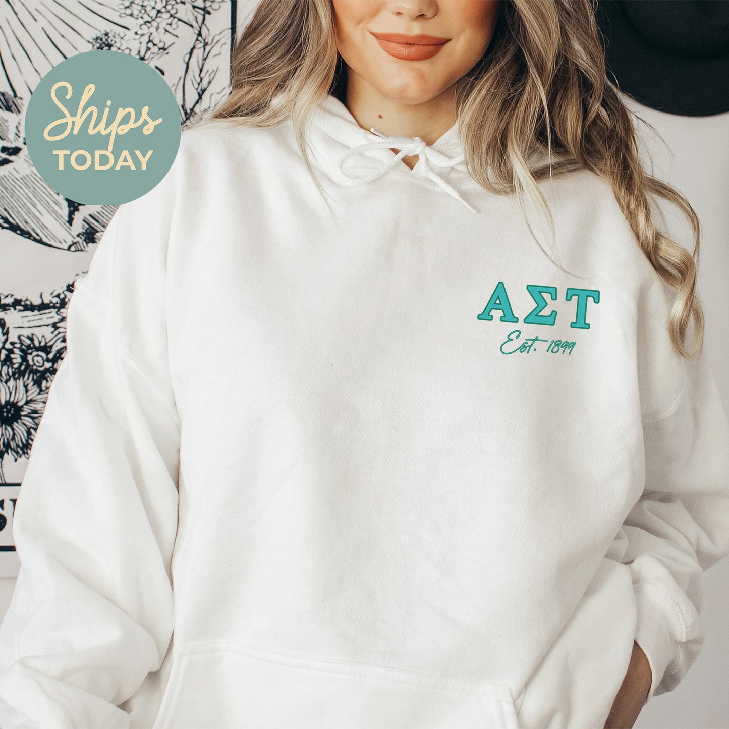Alpha Sigma Tau Letter Cuts Sorority Hoodie _ 35894g