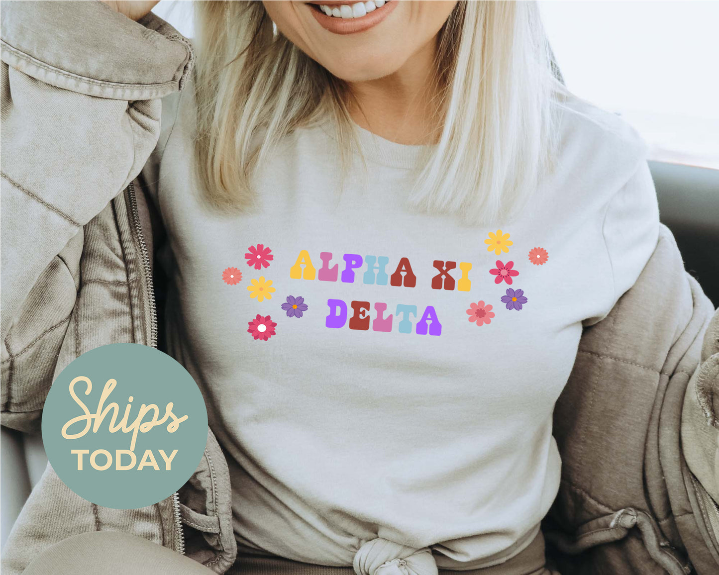 Alpha Xi Delta Splash of Color Sorority T-shirt _ 3183g