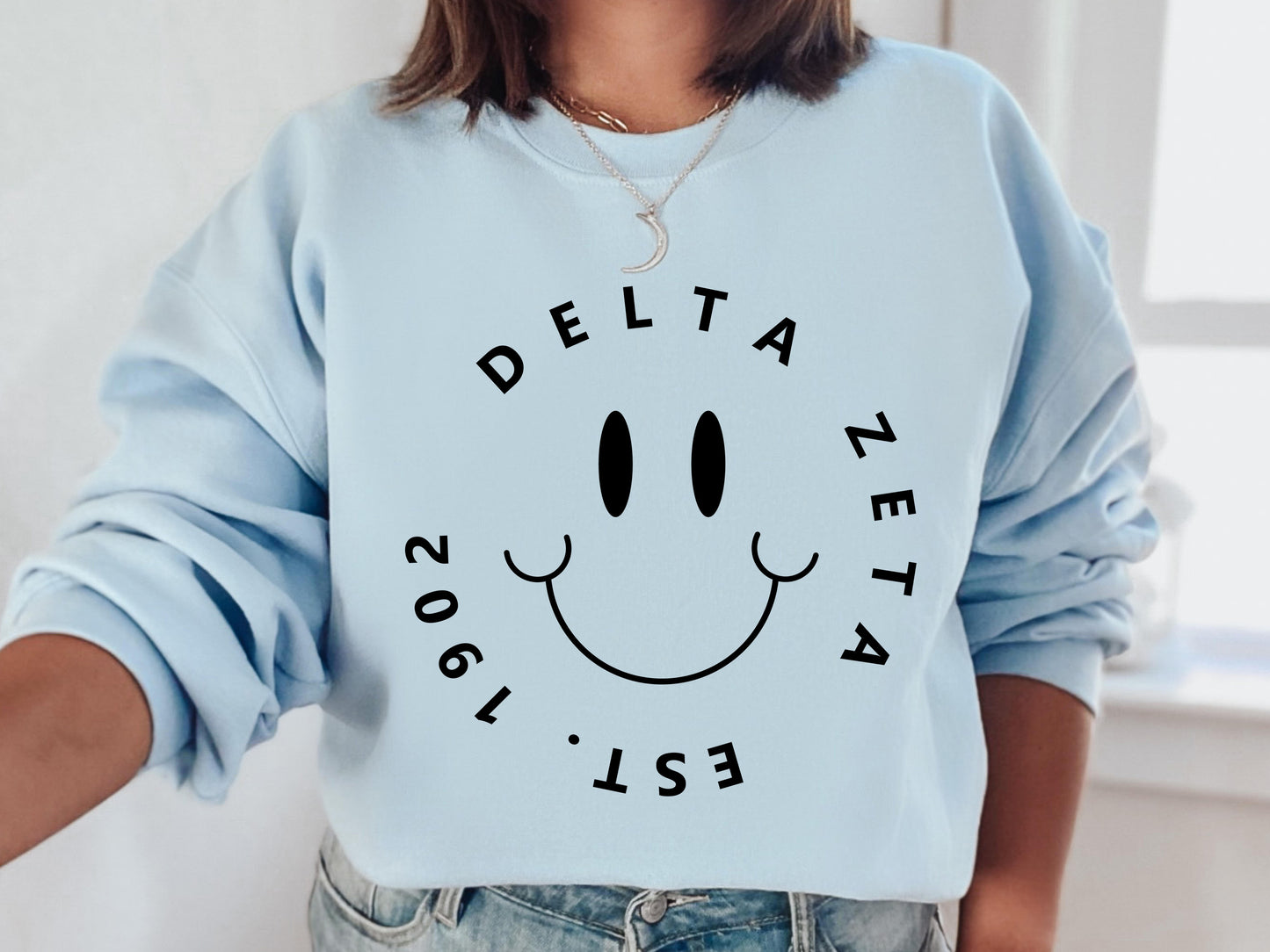 Delta Zeta Smiley Face Halo Sorority Sweatshirt _ 2512g