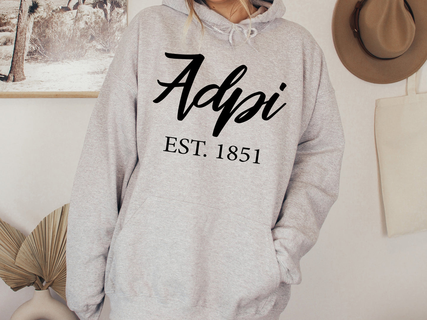 Alpha Delta Pi Black Flowy Sorority Hoodie _ 78g