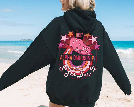 Alpha Omicron Pi Roundin' up the Best Sorority Hoodie _ 32898g
