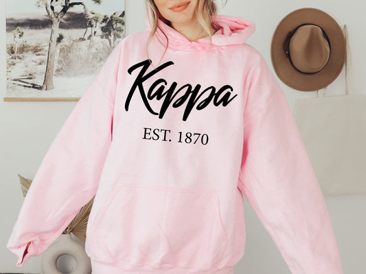 Kappa Kappa Gamma Black Flowy Sorority Hoodie _ 94g