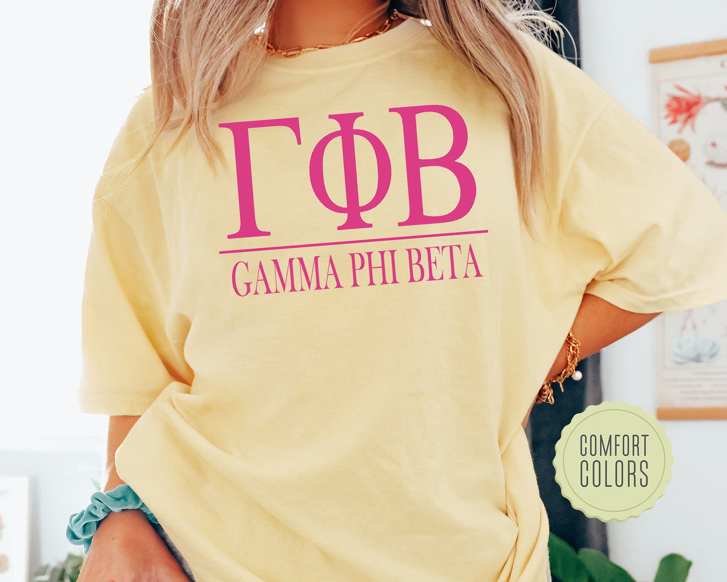 Gamma Phi Beta Loud Letters Comfort Colors Sorority T-shirt _ 480g