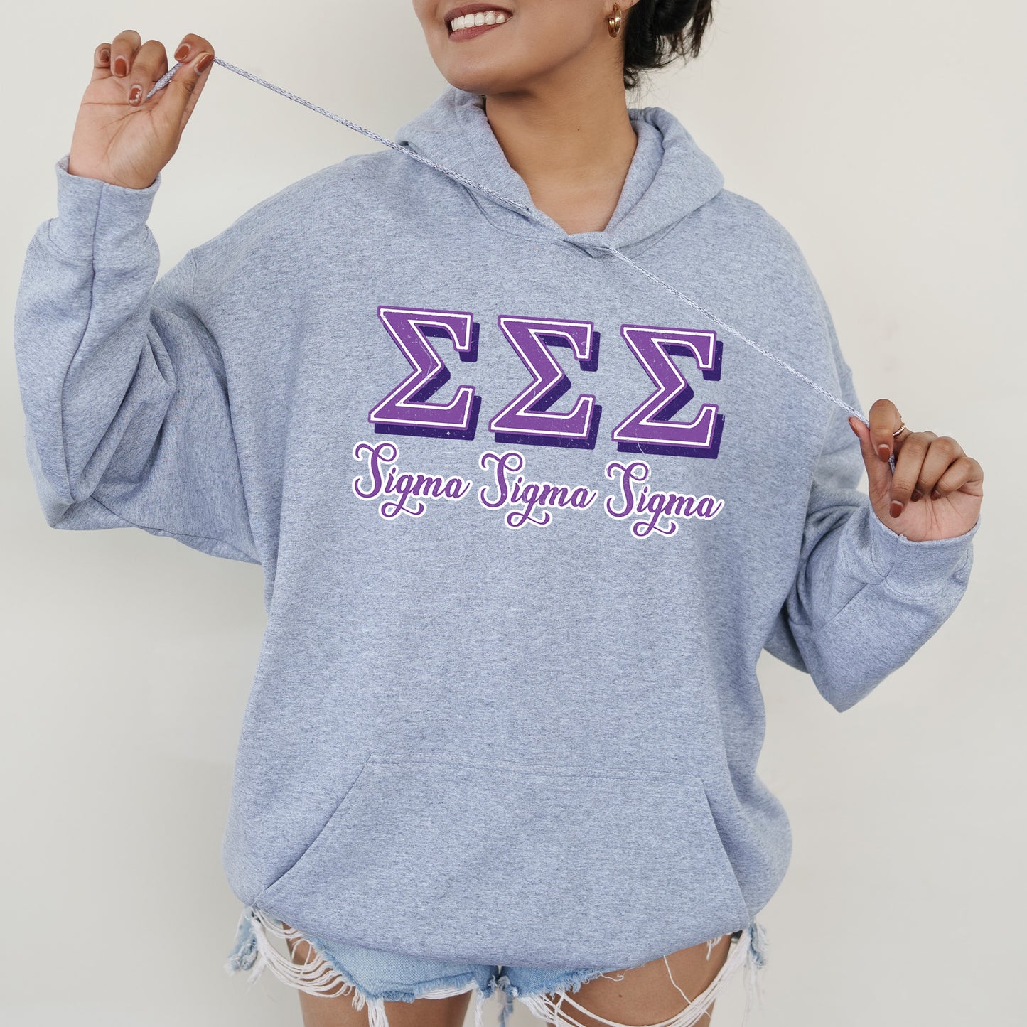 Sigma Sigma Sigma Greek Colors Sorority Hoodie _ 36092g