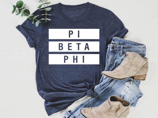 Pi Beta Phi Faded White Box Sorority T-shirt _ 3353g